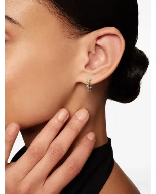 David Yurman 18金イエローゴールドとスターリングシルバーのペティットXフープピアス - サムネイル3