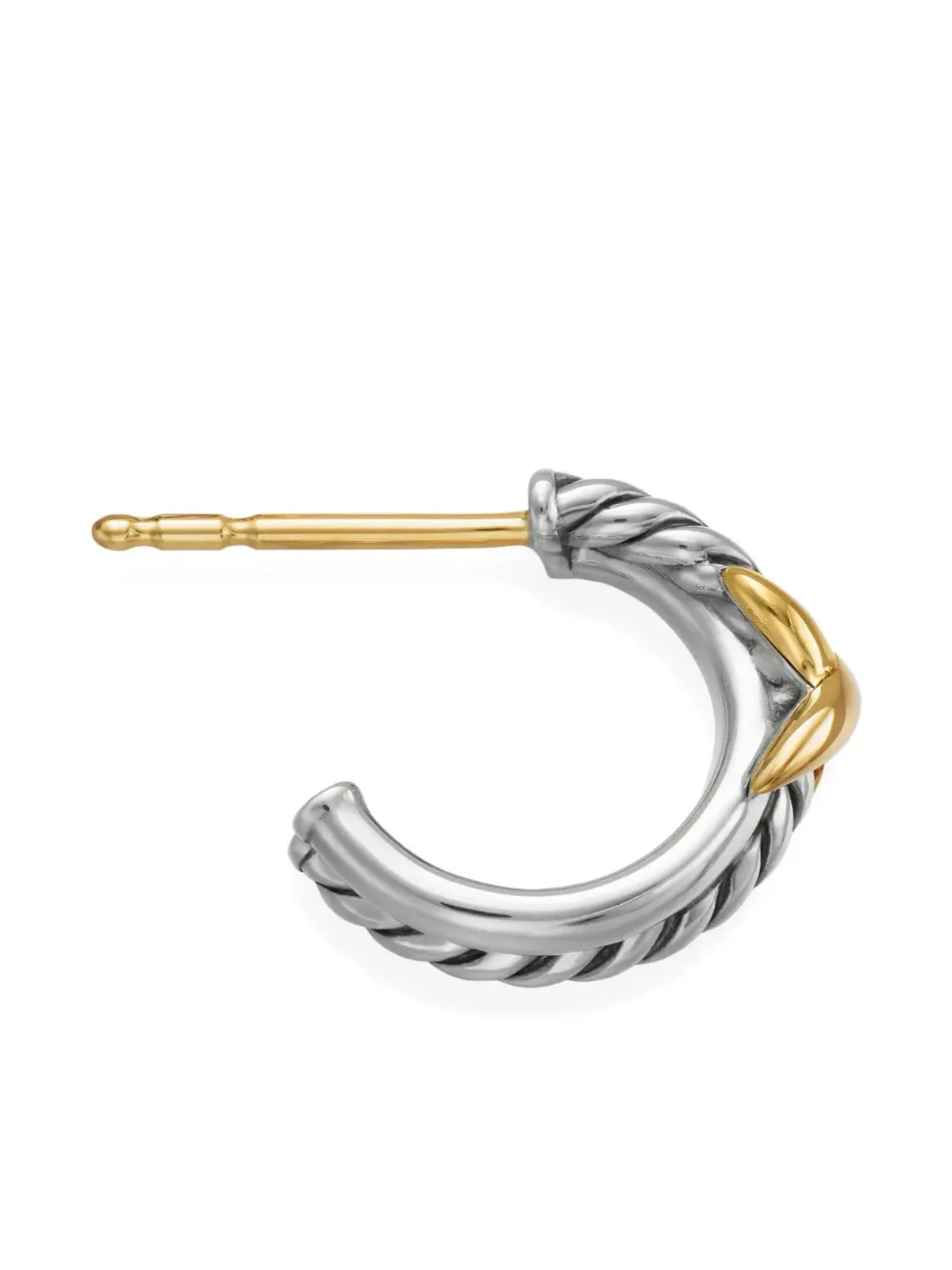 David Yurman 18金イエローゴールドとスターリングシルバーのペティットXフープピアス - 画像4