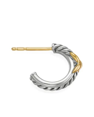 David Yurman 18金イエローゴールドとスターリングシルバーのペティットXフープピアス - サムネイル4