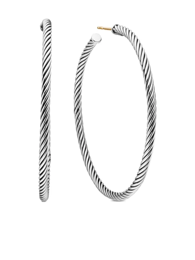 David Yurman David Yurman スターリングシルバー Sculpted Cable フープピアスの商品画像