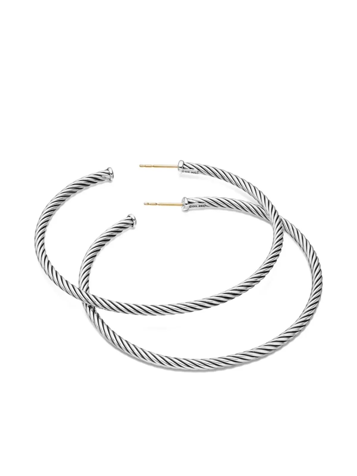 David Yurman スターリングシルバー Sculpted Cable フープピアス - 画像5