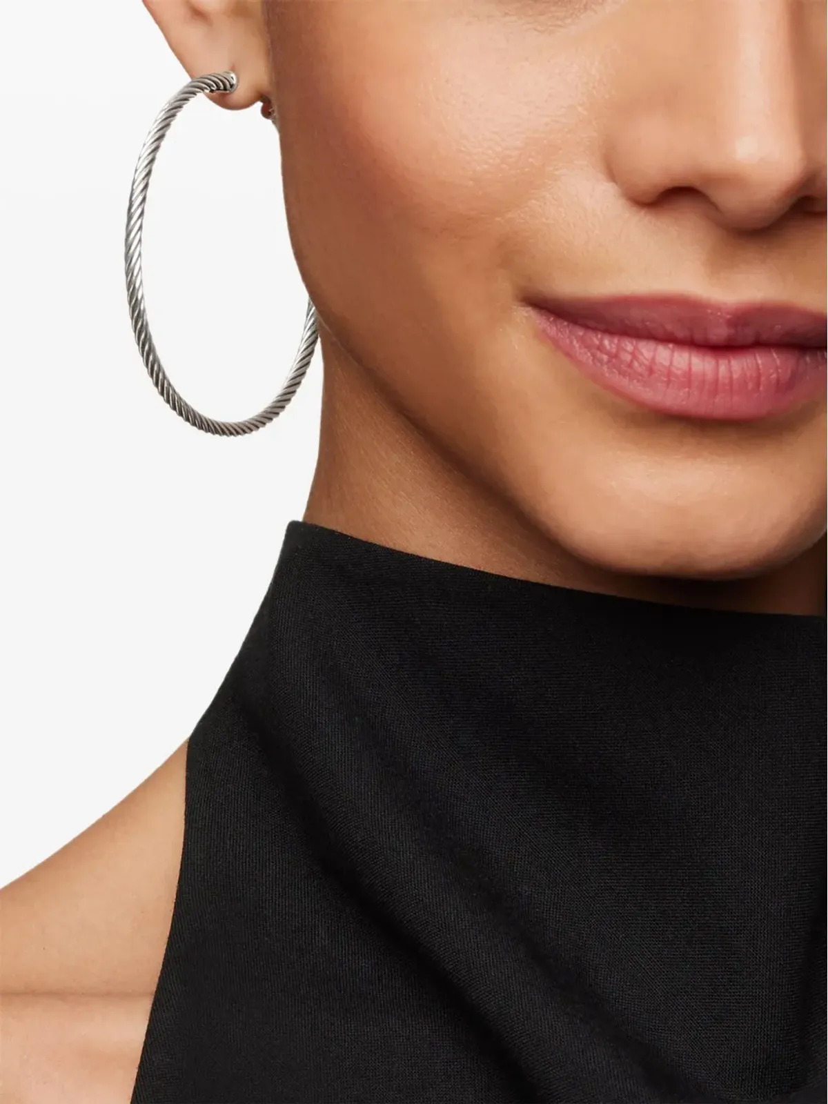 David Yurman スターリングシルバー Sculpted Cable フープピアス - 画像2