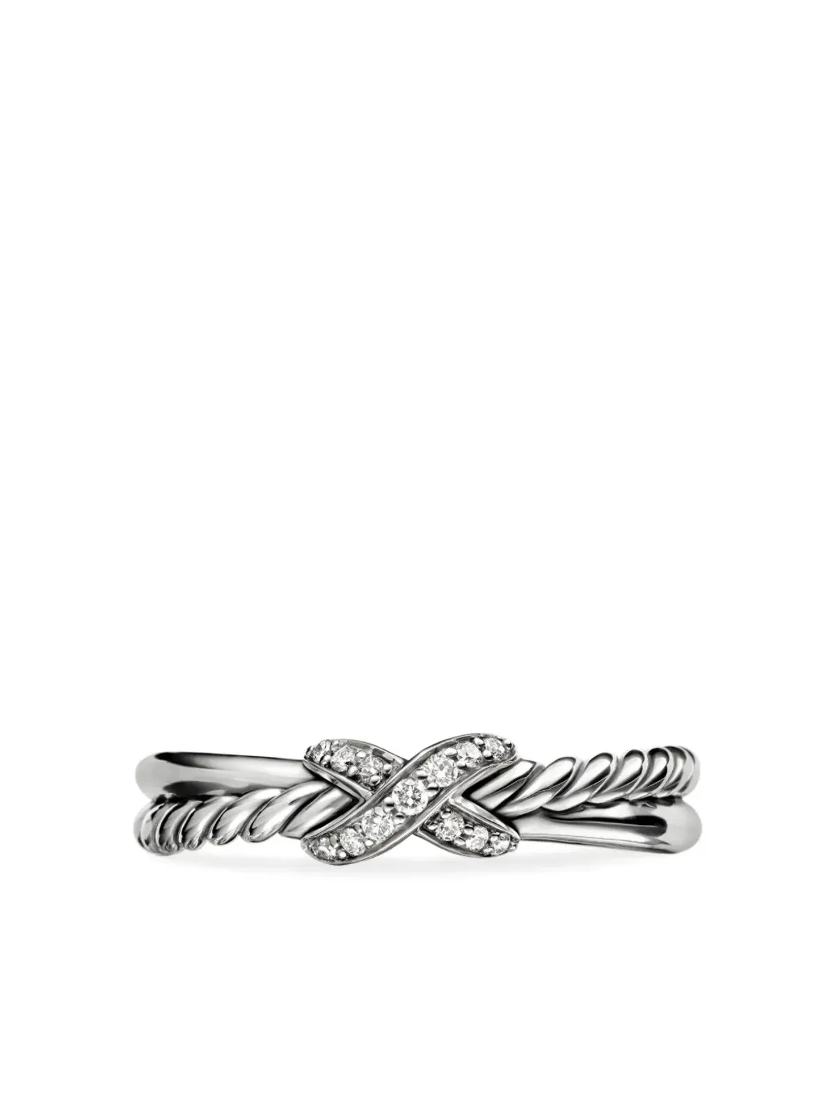 David Yurman スターリングシルバー ペティットX ダイヤモンド リング - 画像5