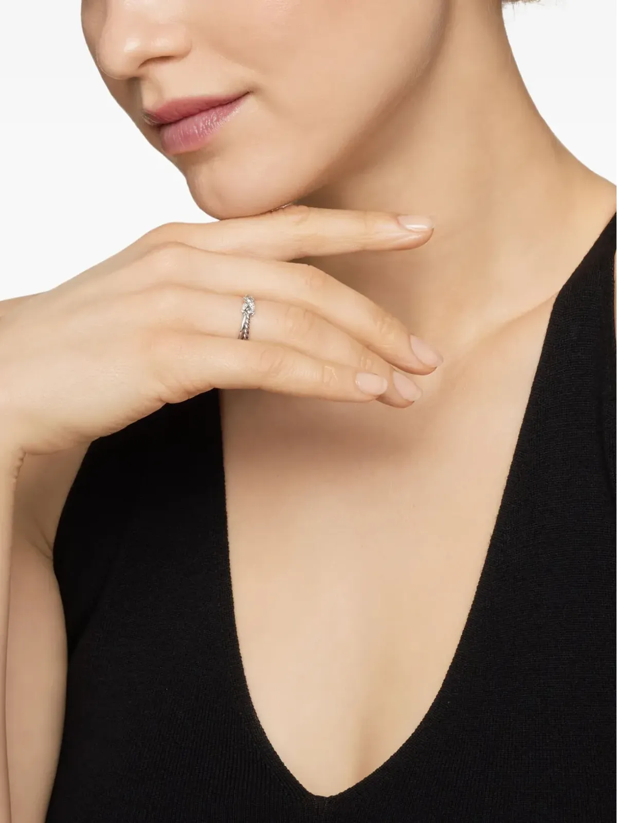David Yurman スターリングシルバー ペティットX ダイヤモンド リング - 画像2