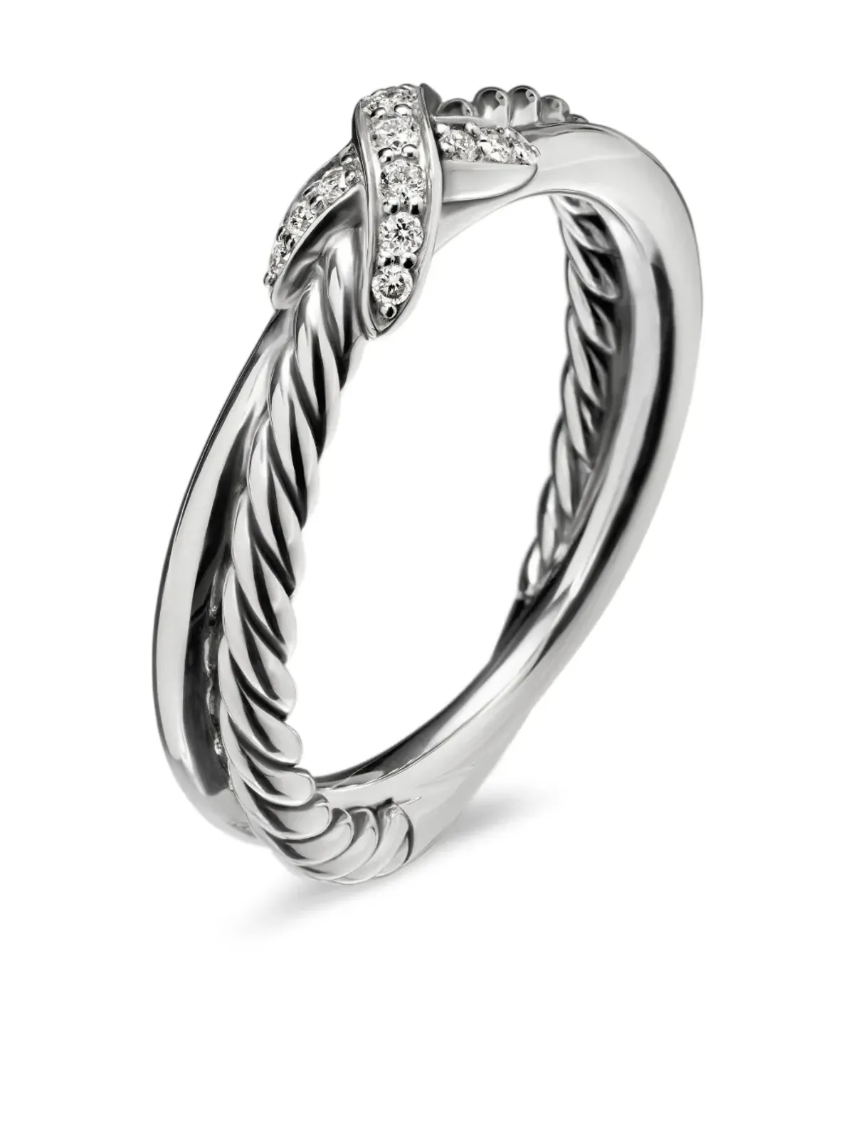 David Yurman スターリングシルバー ペティットX ダイヤモンド リング - 画像4