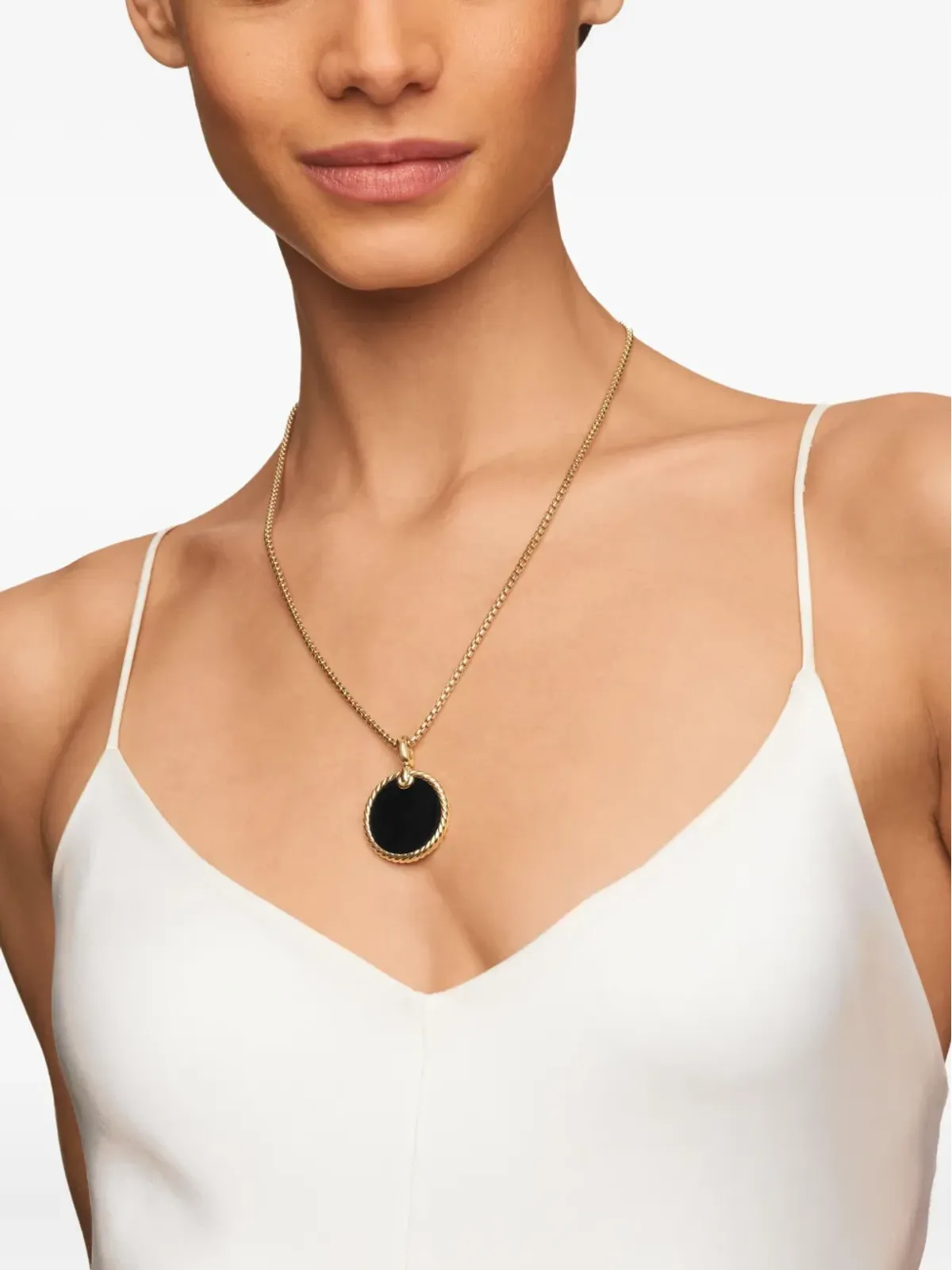 David Yurman 18K イエローゴールド DY Elements ディスク ペンダント - 画像2