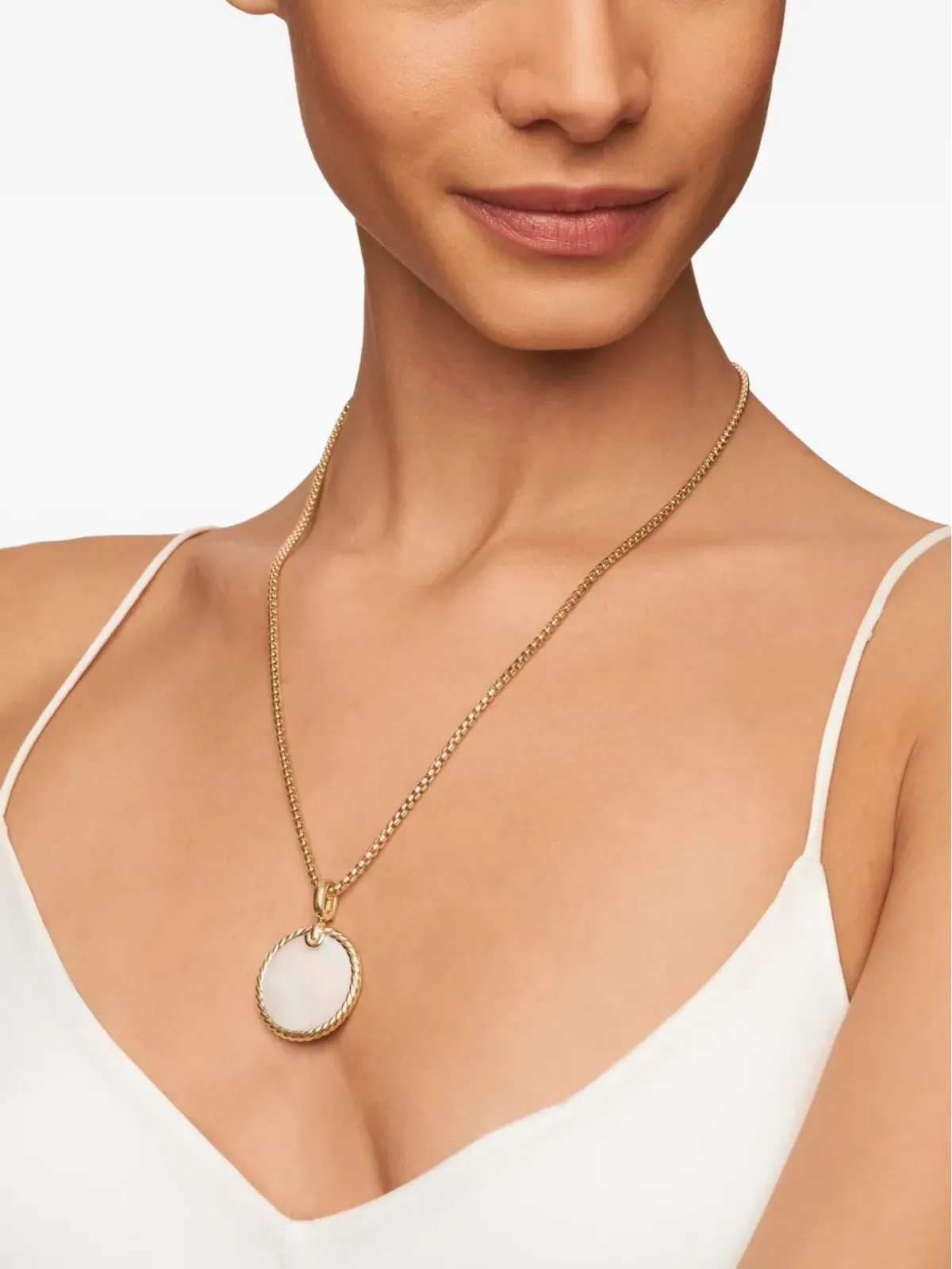 David Yurman 18K イエローゴールド DY Elements ディスク ペンダント - 画像3