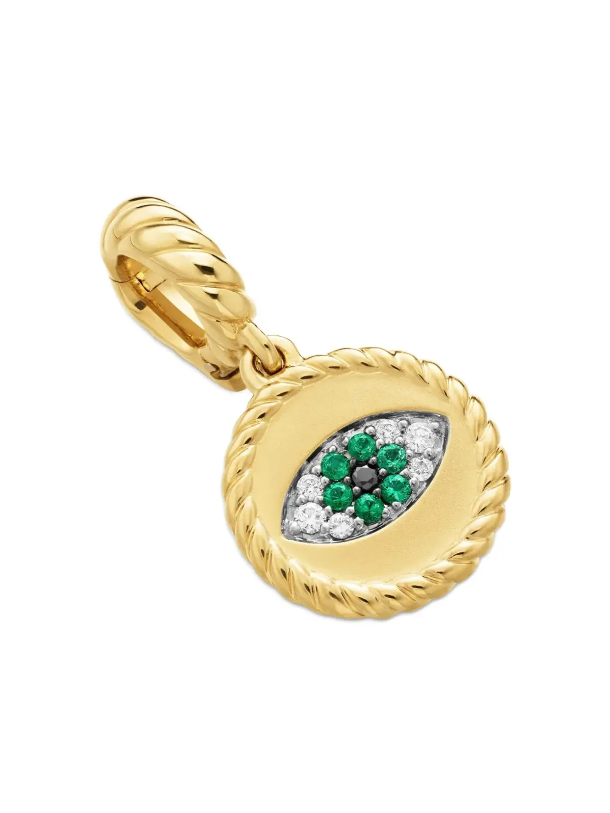 David Yurman 18K イエローゴールド イービルアイ エメラルド＆ダイヤモンド アミュレット ペンダント - 画像5
