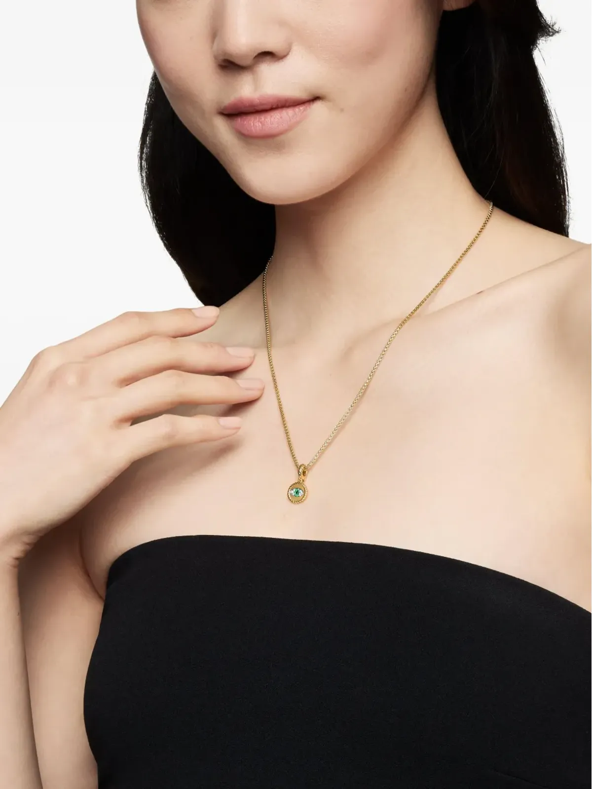 David Yurman 18K イエローゴールド イービルアイ エメラルド＆ダイヤモンド アミュレット ペンダント - 画像2