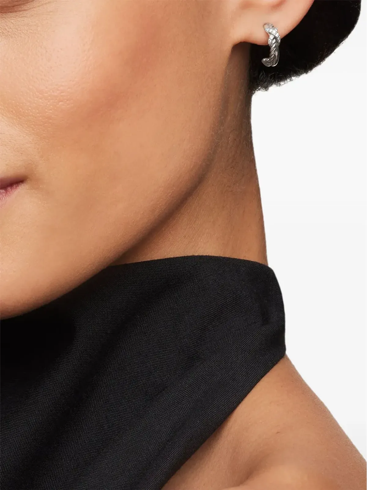 David Yurman ペティットX ダイヤモンド フープピアス - 画像2