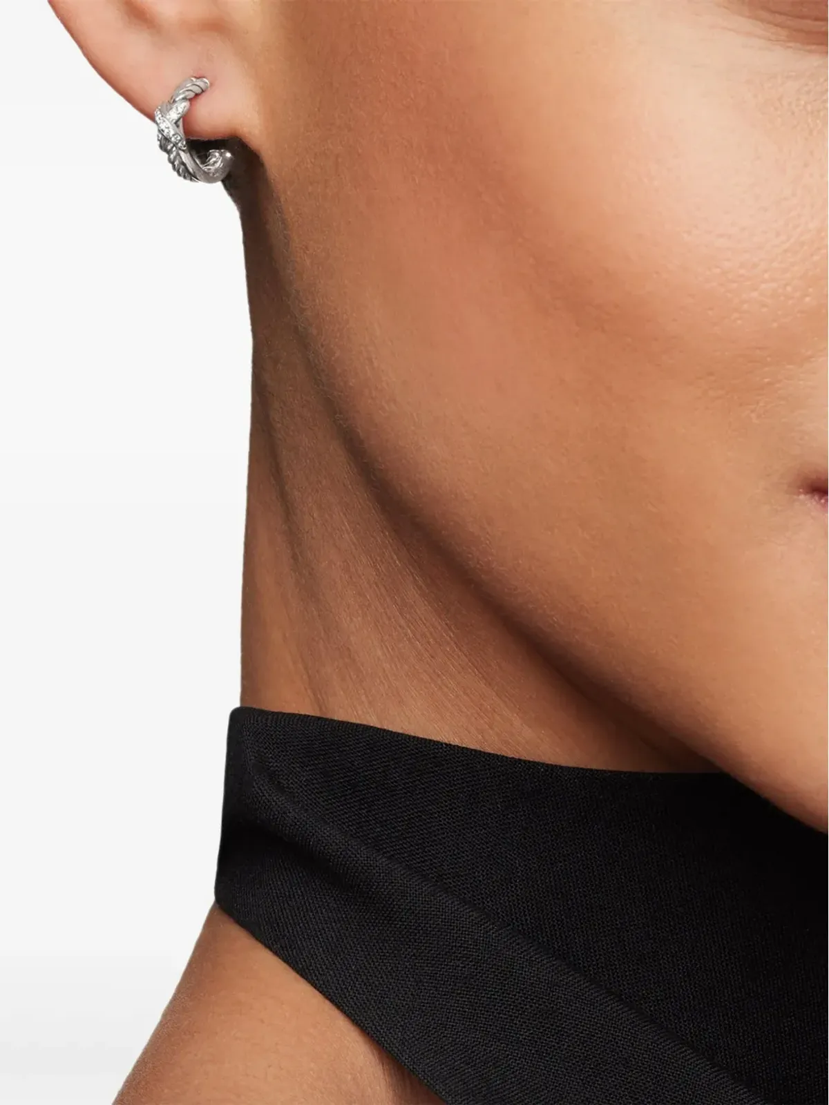 David Yurman ペティットX ダイヤモンド フープピアス - 画像3