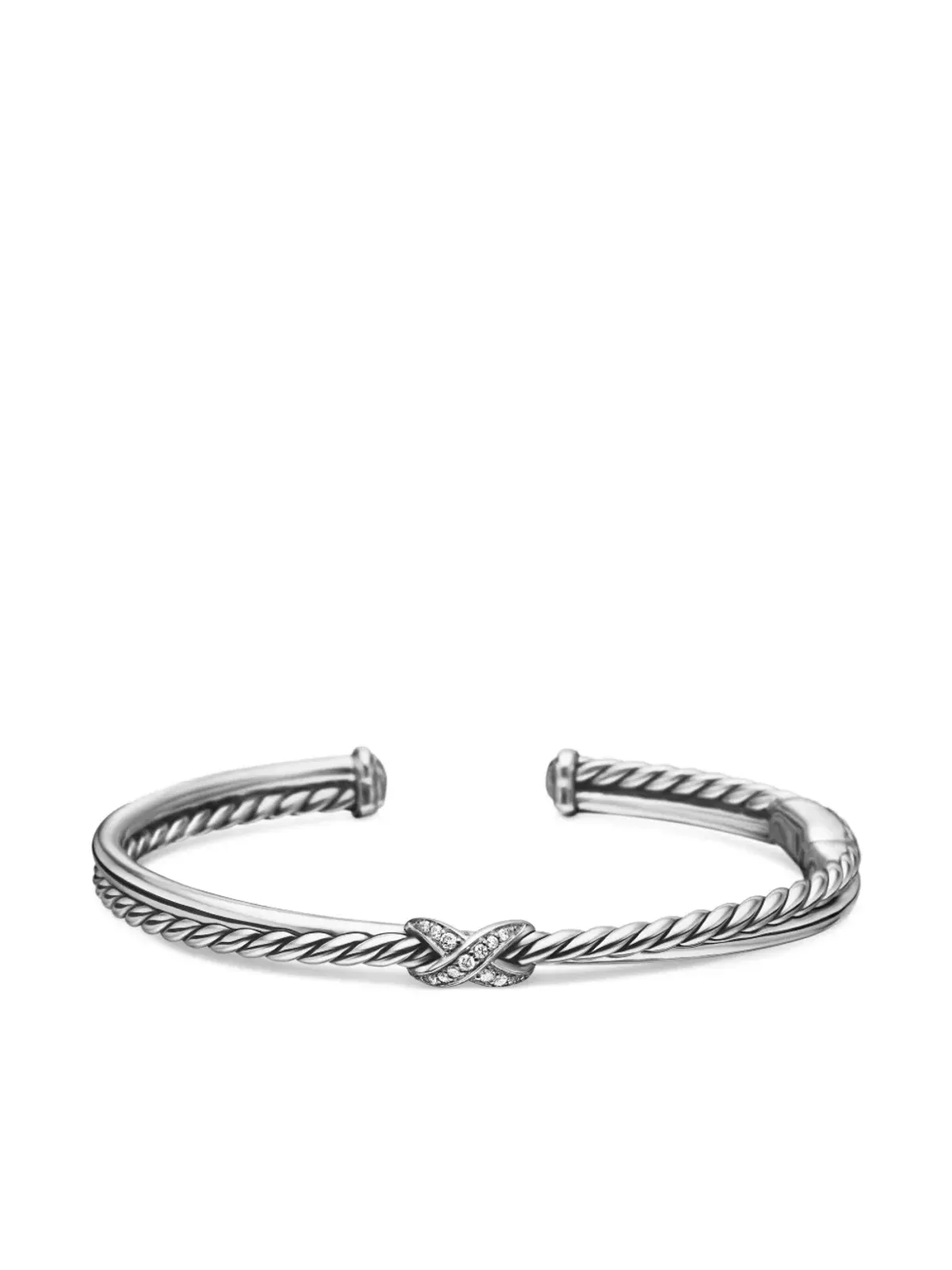 David Yurman sterling silver Petite X Center Station diamond bracelet (5.2mm) - 画像5