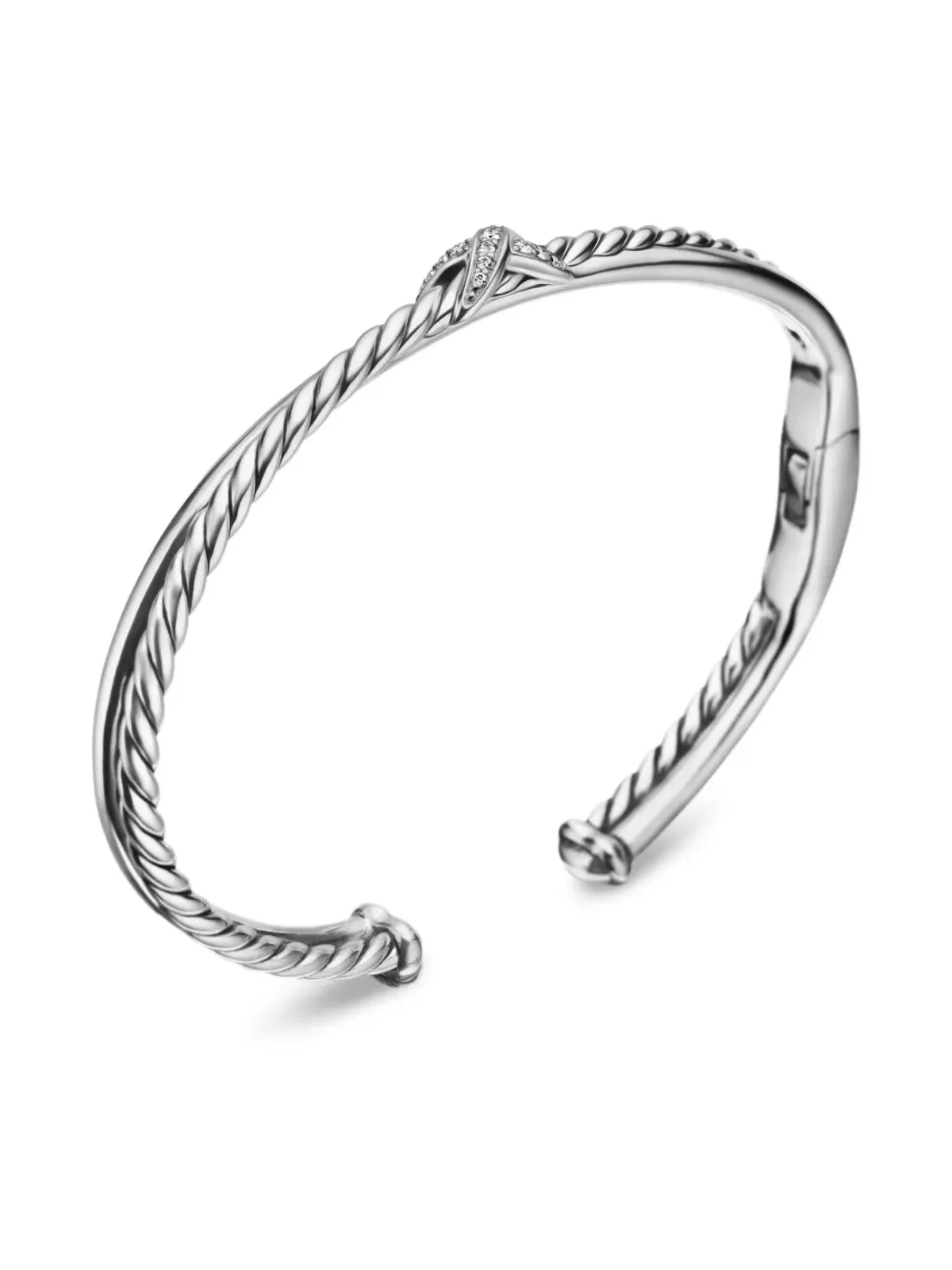 David Yurman sterling silver Petite X Center Station diamond bracelet (5.2mm) - 画像4