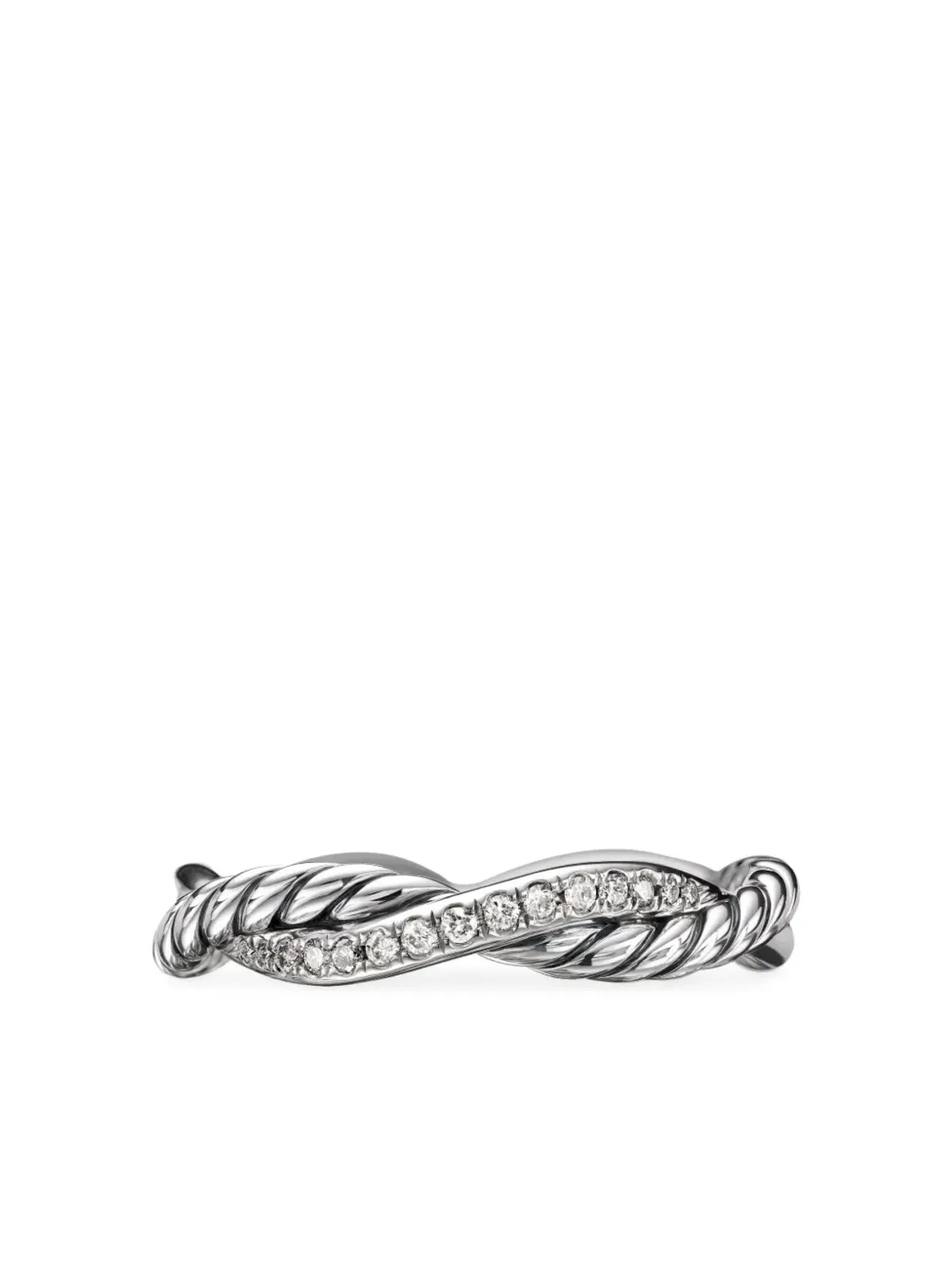 David Yurman スターリングシルバー ペティット・インフィニティ ダイヤモンド バンドリング - 画像5