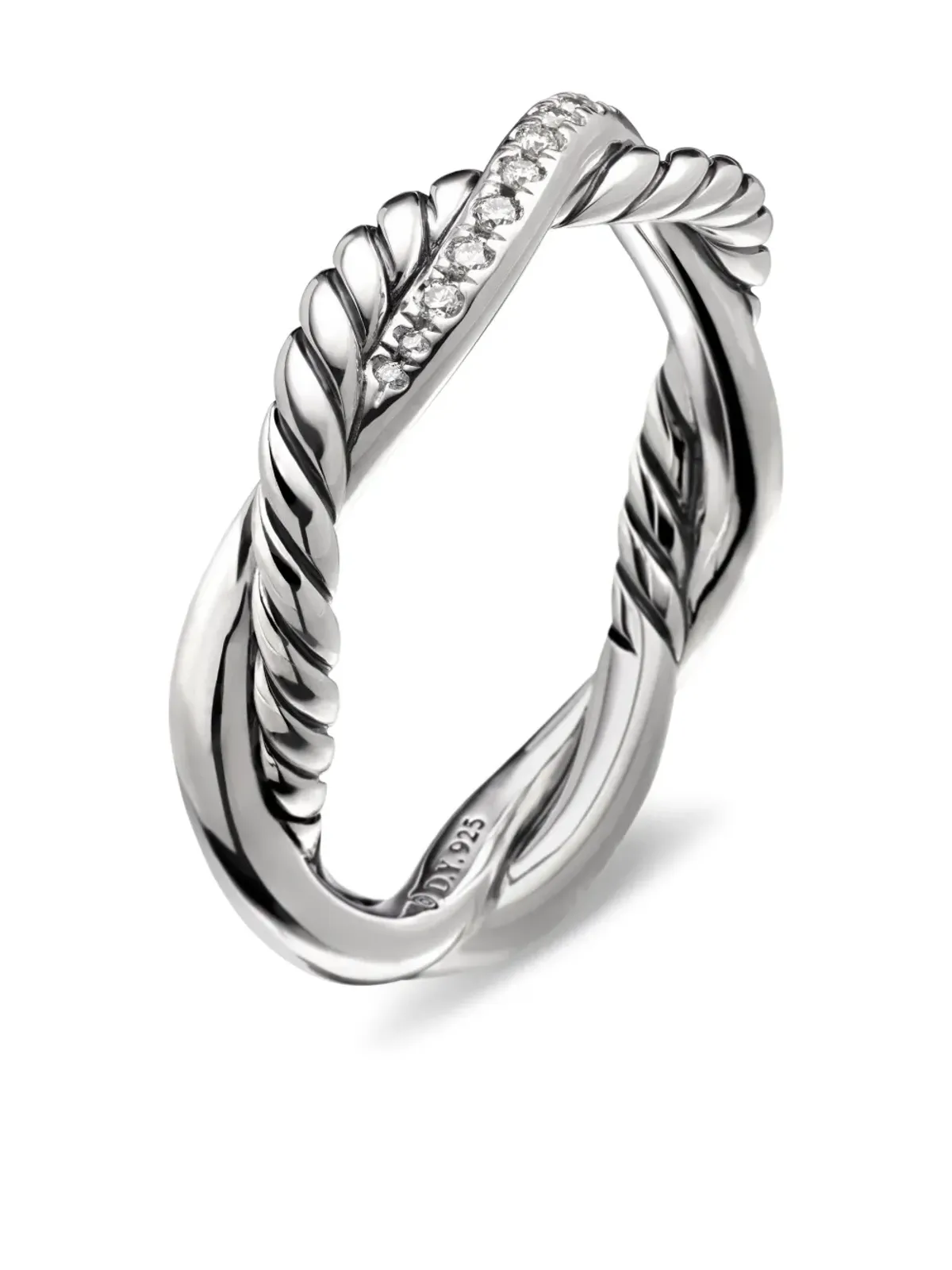 David Yurman スターリングシルバー ペティット・インフィニティ ダイヤモンド バンドリング - 画像4