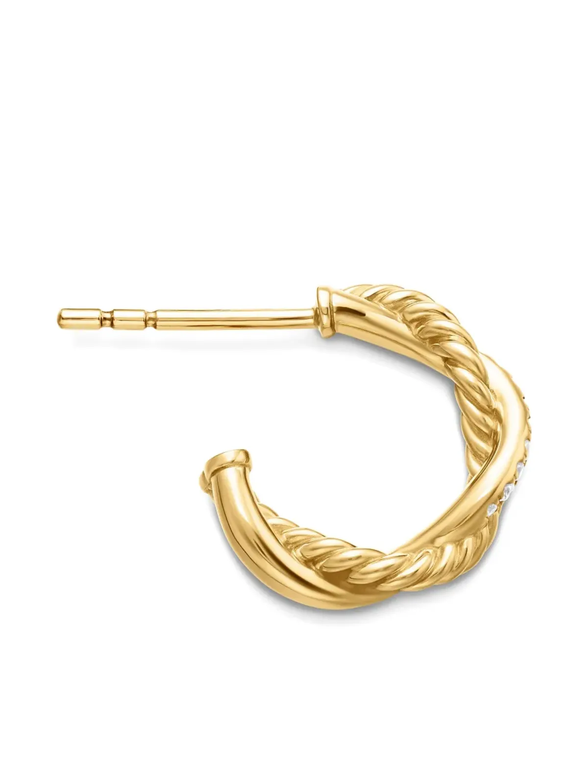 David Yurman 18Kイエローゴールド ペティインフィニティ ダイヤモンド ハギー フープピアス（3mm） - 画像4