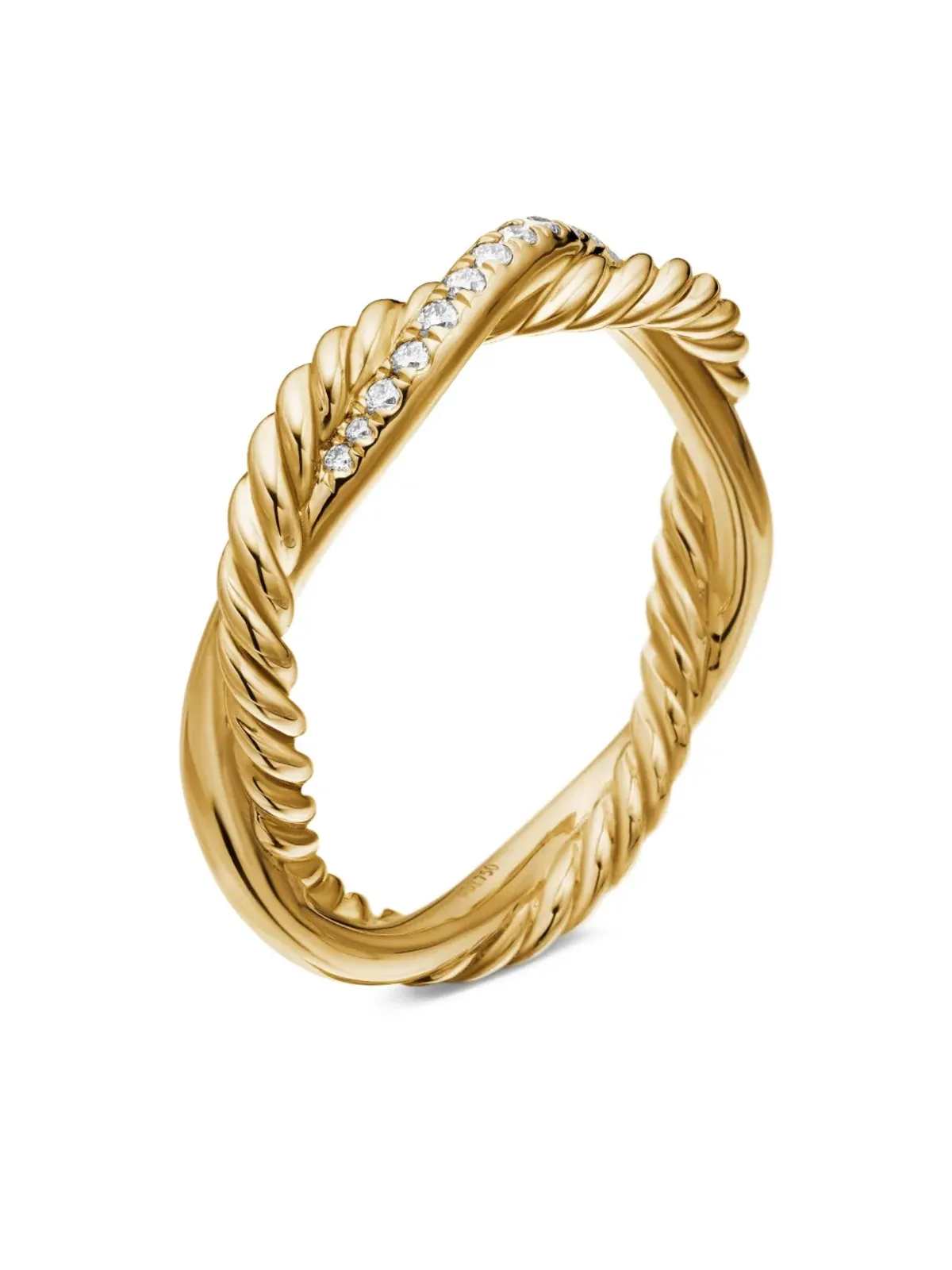David Yurman 18Kイエローゴールド ペティット・インフィニティ ダイヤモンド バンドリング - 画像4