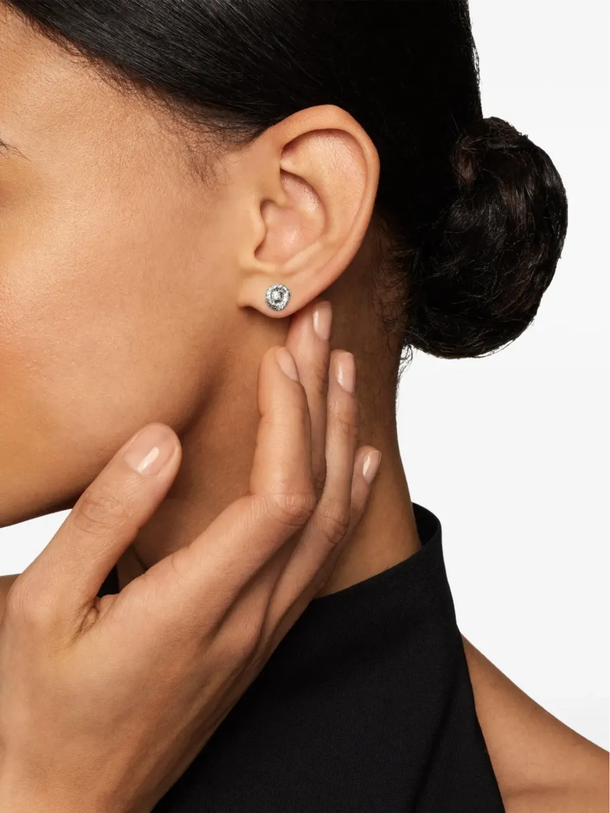 David Yurman スターリングシルバー ペティット インフィニティ ダイヤモンドスタッドピアス - 画像2