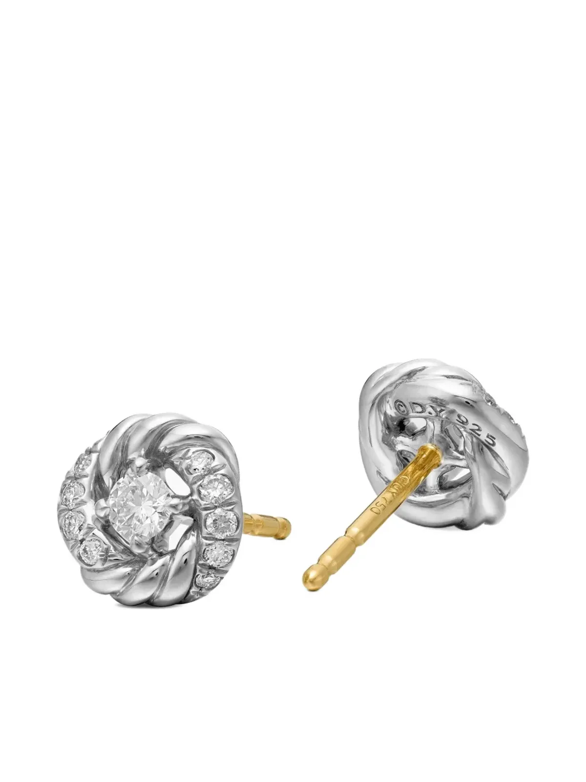 David Yurman スターリングシルバー ペティット インフィニティ ダイヤモンドスタッドピアス - 画像4