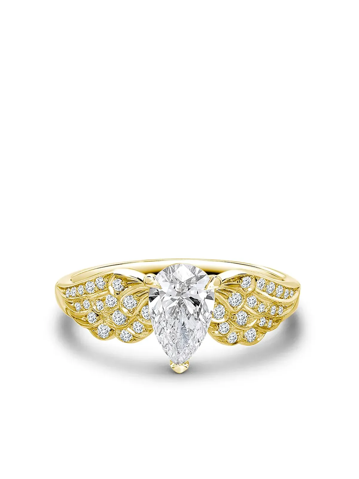 Pragnell 18K イエローゴールド ペアシェイプ ダイヤモンド ティアラリング - 画像1