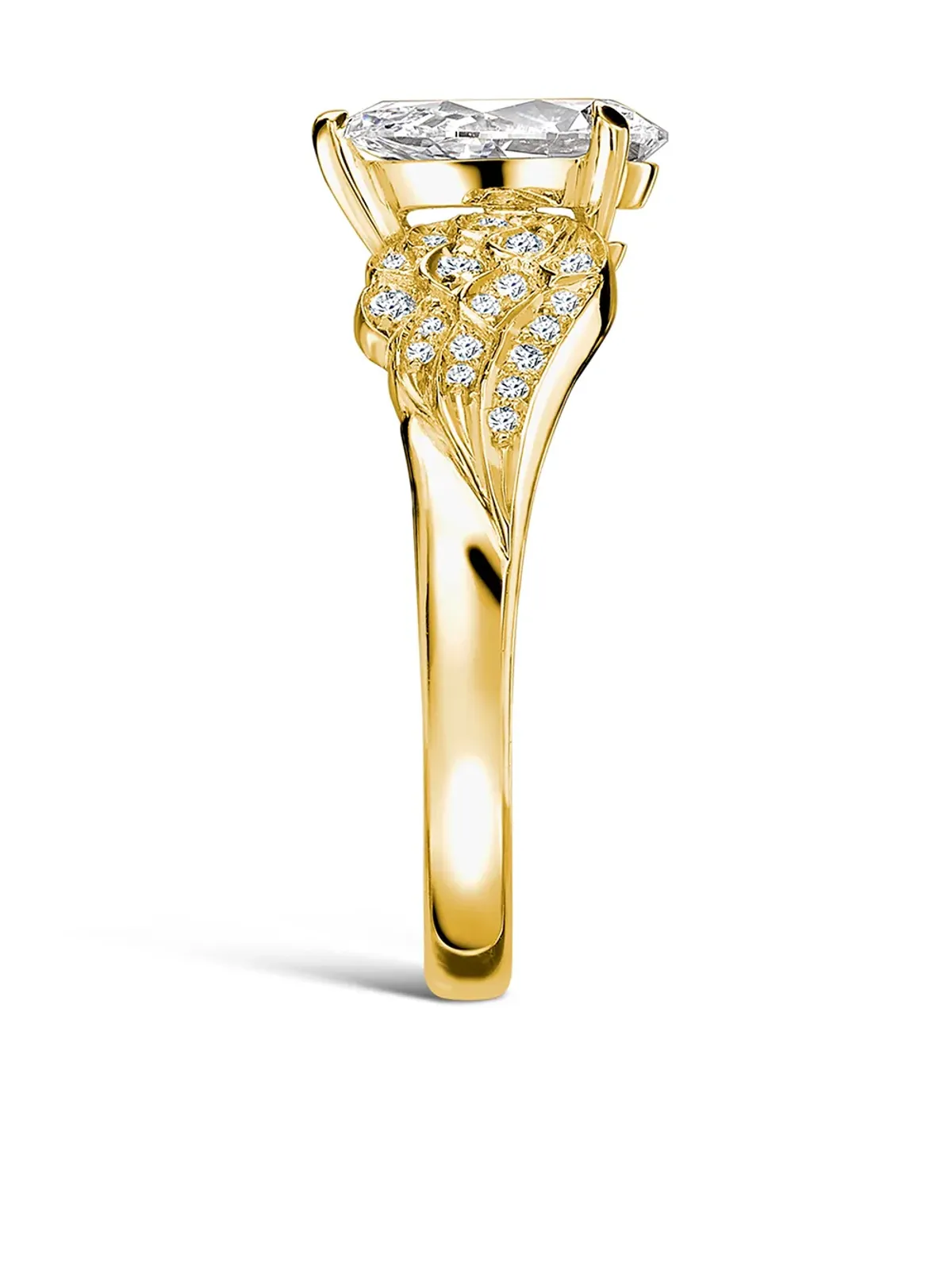 Pragnell 18K イエローゴールド ペアシェイプ ダイヤモンド ティアラリング - 画像2