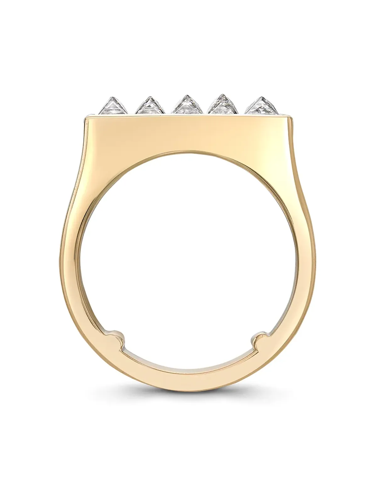 Pragnell 18Kイエローゴールド ロックChic フラットトップ ダイヤモンド バンド - 画像3