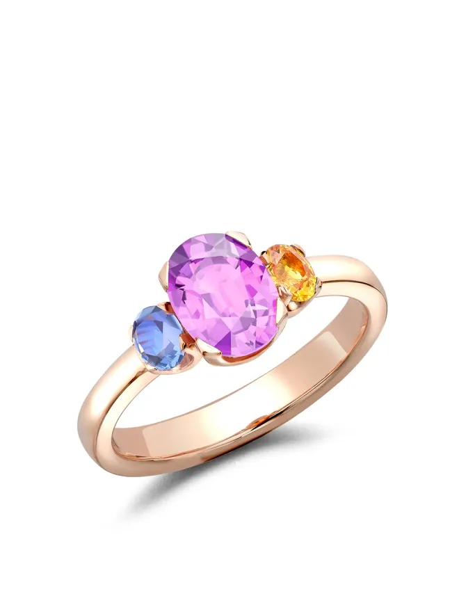 Pragnell Pragnell 虹色ファンシー3ストーンサファイア リング（18K ローズゴールド）の商品画像