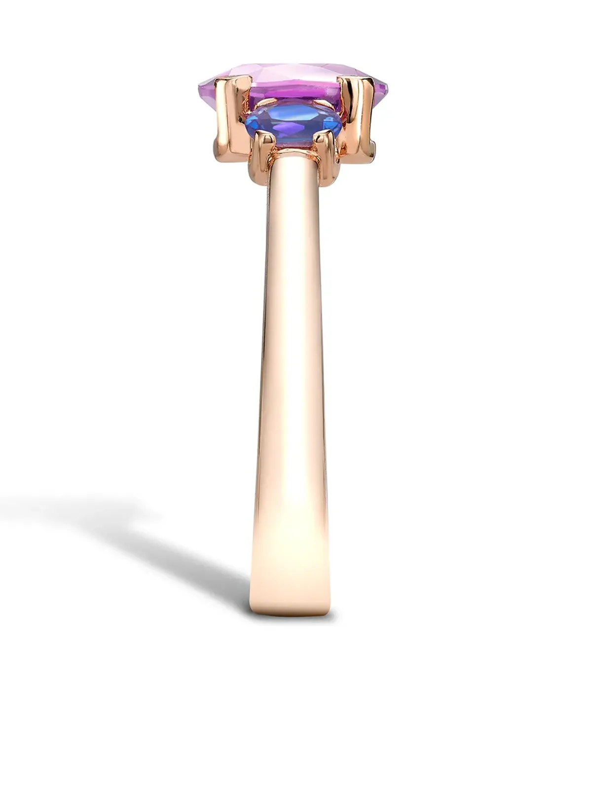 Pragnell 虹色ファンシー3ストーンサファイア リング（18K ローズゴールド） - 画像4