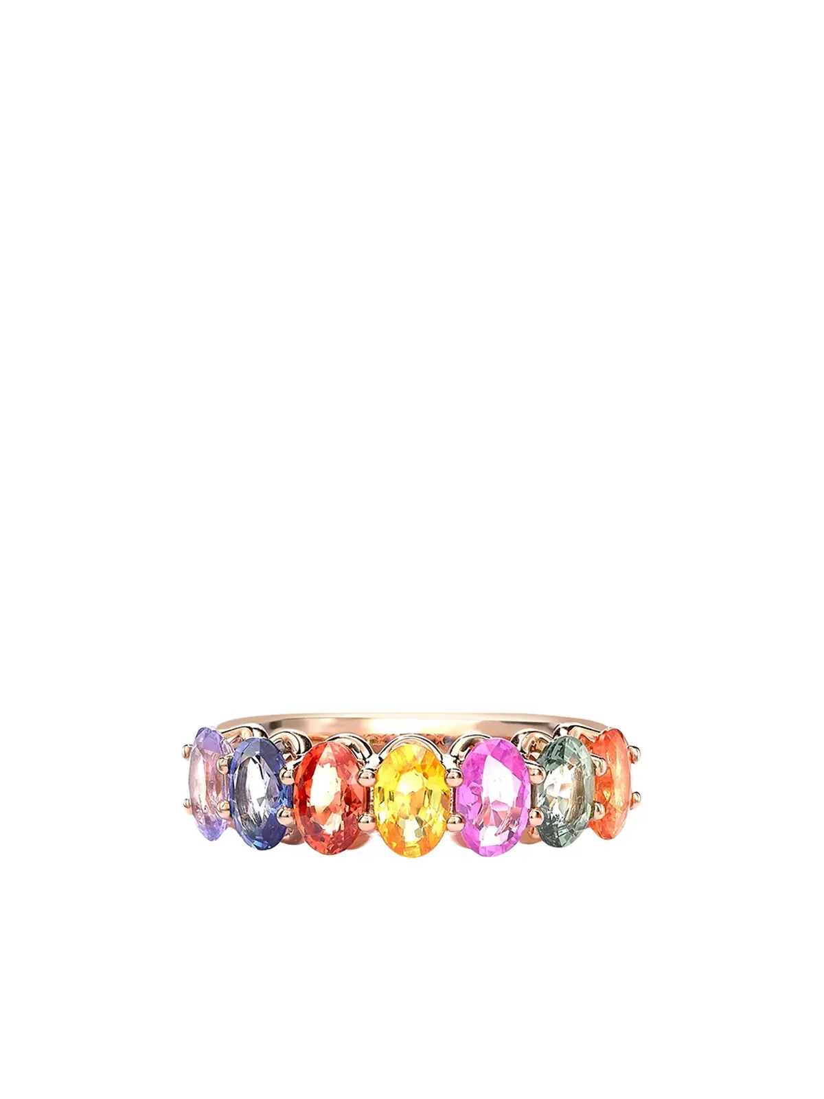 Pragnell 18K ローズゴールド サファイア レインボーファンシー カクテルリング - 画像1
