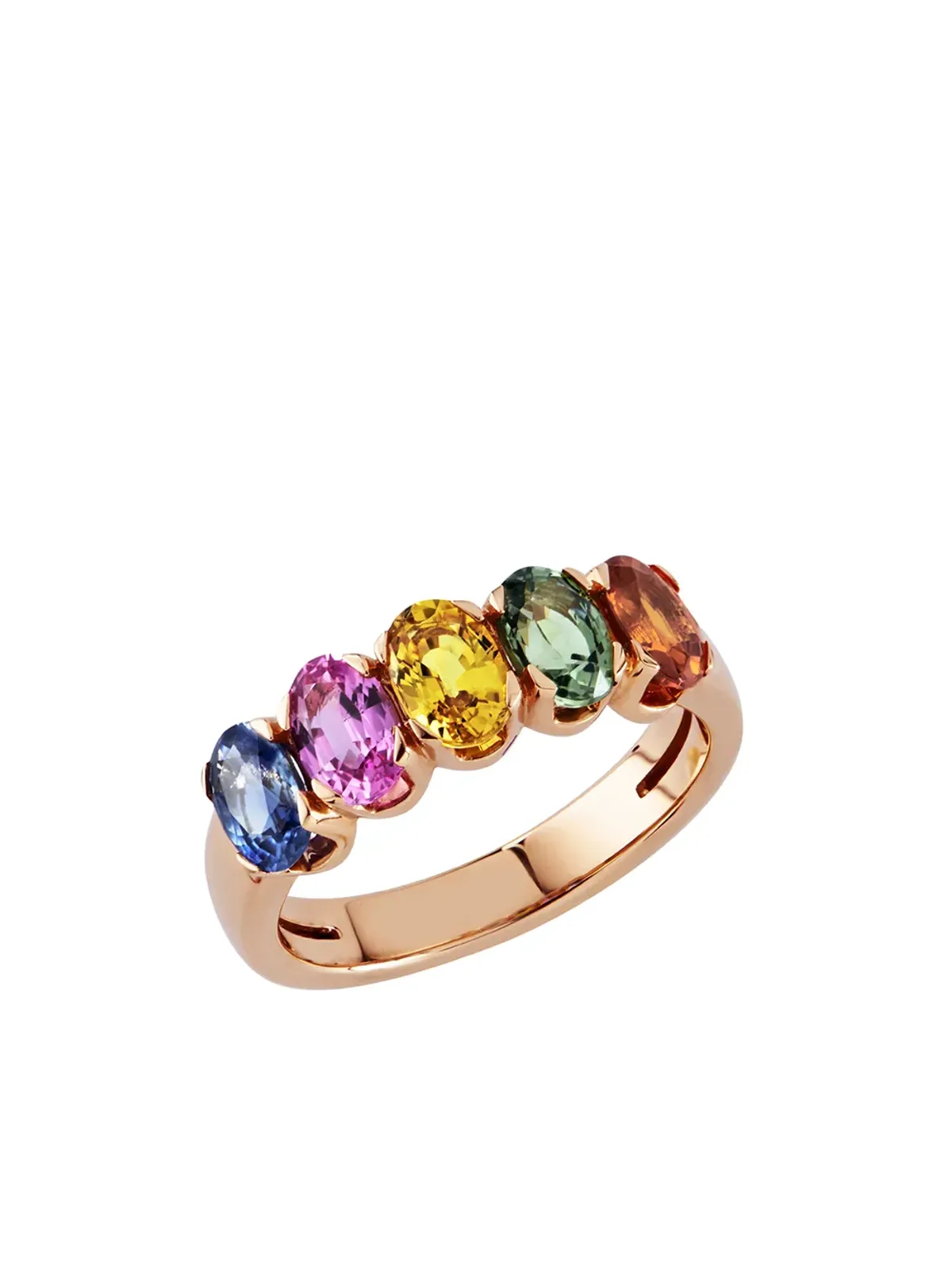 Pragnell 18kt ローズゴールド レインボーサファイア リング - 画像2