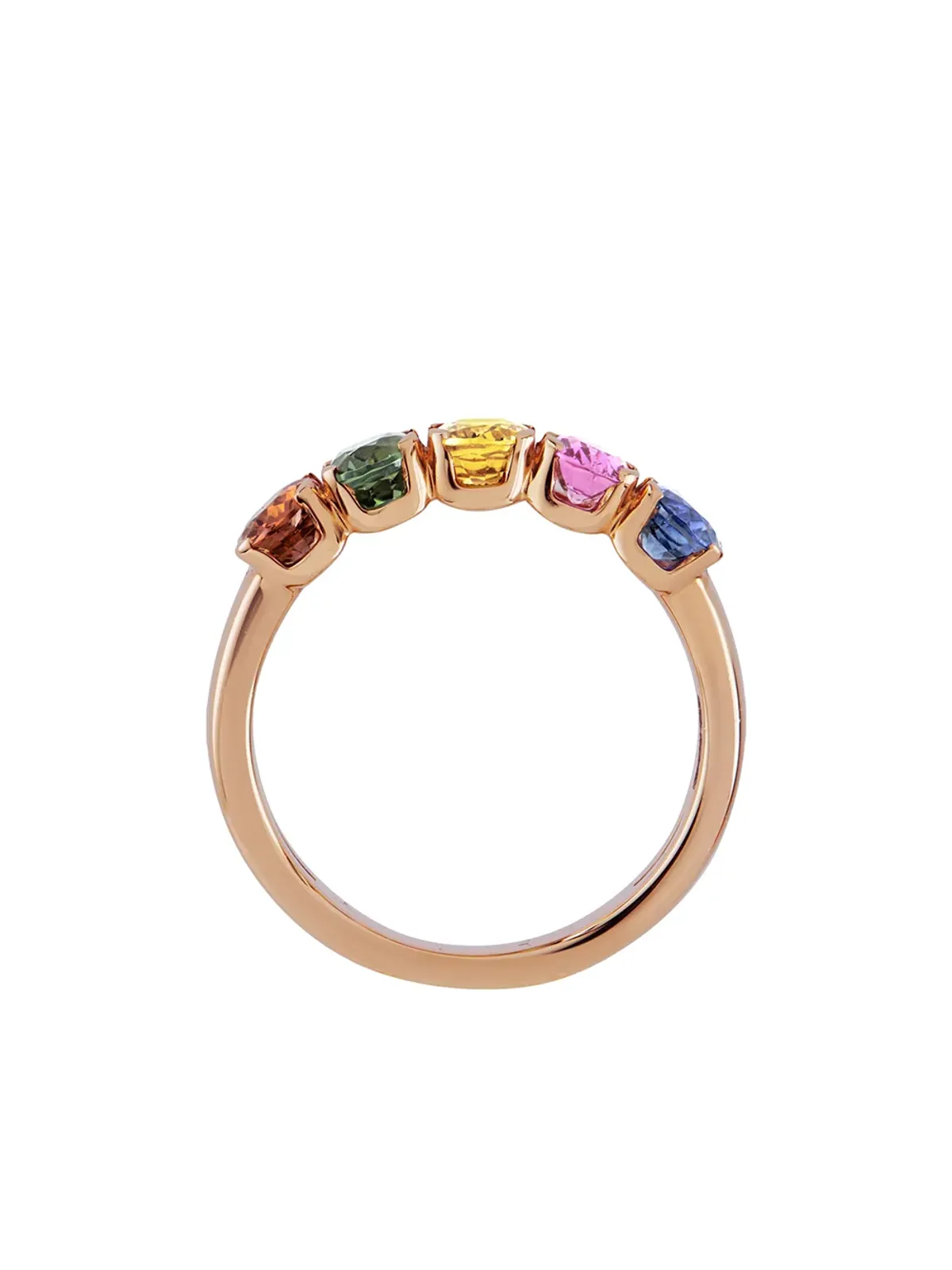 Pragnell 18kt ローズゴールド レインボーサファイア リング - 画像3