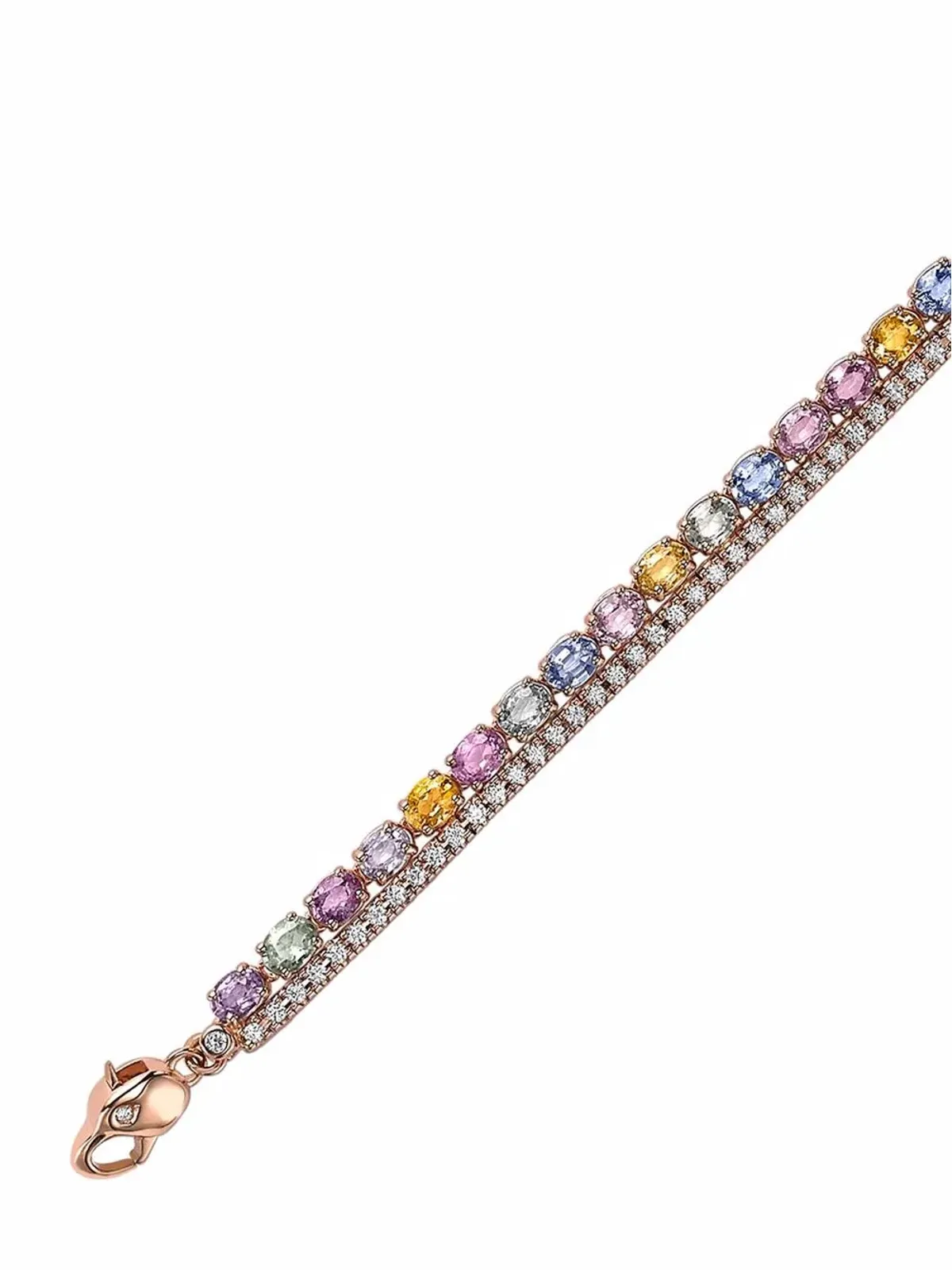 Pragnell 18kt ローズゴールド レインボーサファイアとダイヤモンド ブレスレット - 画像2