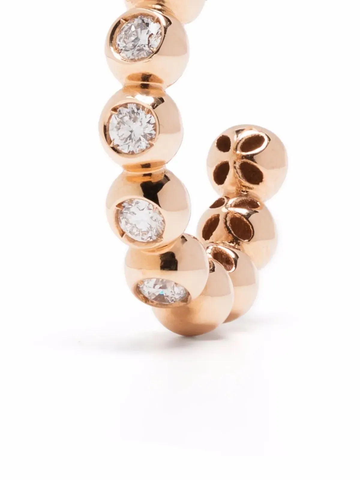 Pragnell 18K ローズゴールド ボヘミア ダイヤモンド フープ イヤリング ピンク - 画像3