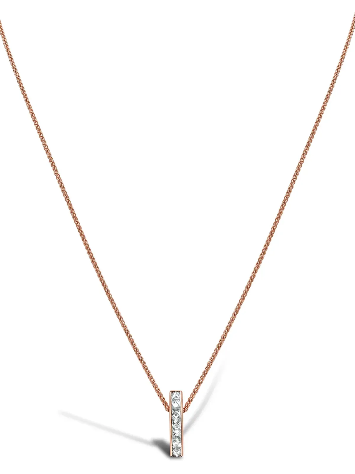 Pragnell 18ktローズゴールド ロックチック ダイヤモンド バー ペンダント ネックレス - 画像2