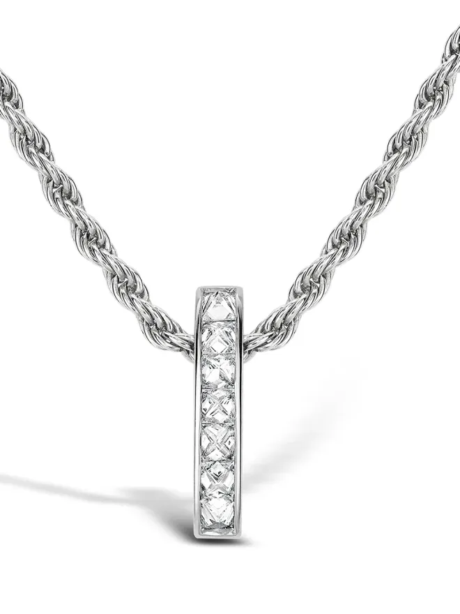 Pragnell Pragnell 18kt ホワイトゴールド ロックシック ダイヤモンド バーペンダント ネックレス - シルバーの商品画像