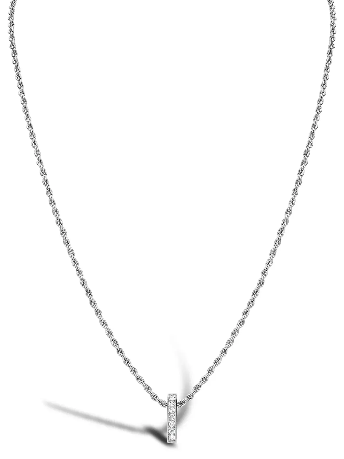 Pragnell 18kt ホワイトゴールド ロックシック ダイヤモンド バーペンダント ネックレス - シルバー - 画像2