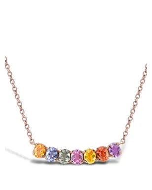 Pragnell 18kt ローズゴールド 虹色ファンシーサファイア ライン ペンダントネックレス - ピンク - サムネイル1