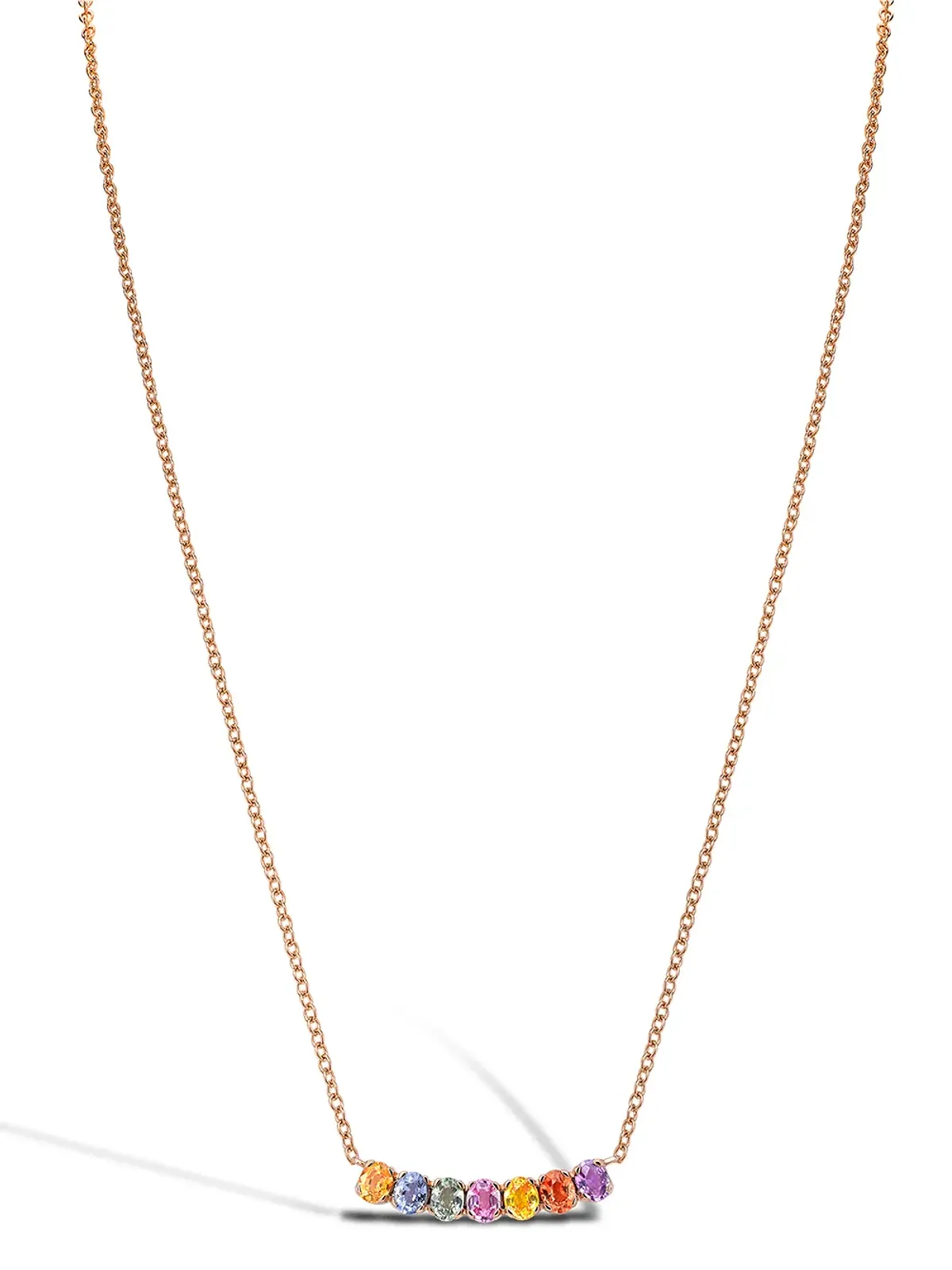 Pragnell 18kt ローズゴールド 虹色ファンシーサファイア ライン ペンダントネックレス - ピンク - 画像2