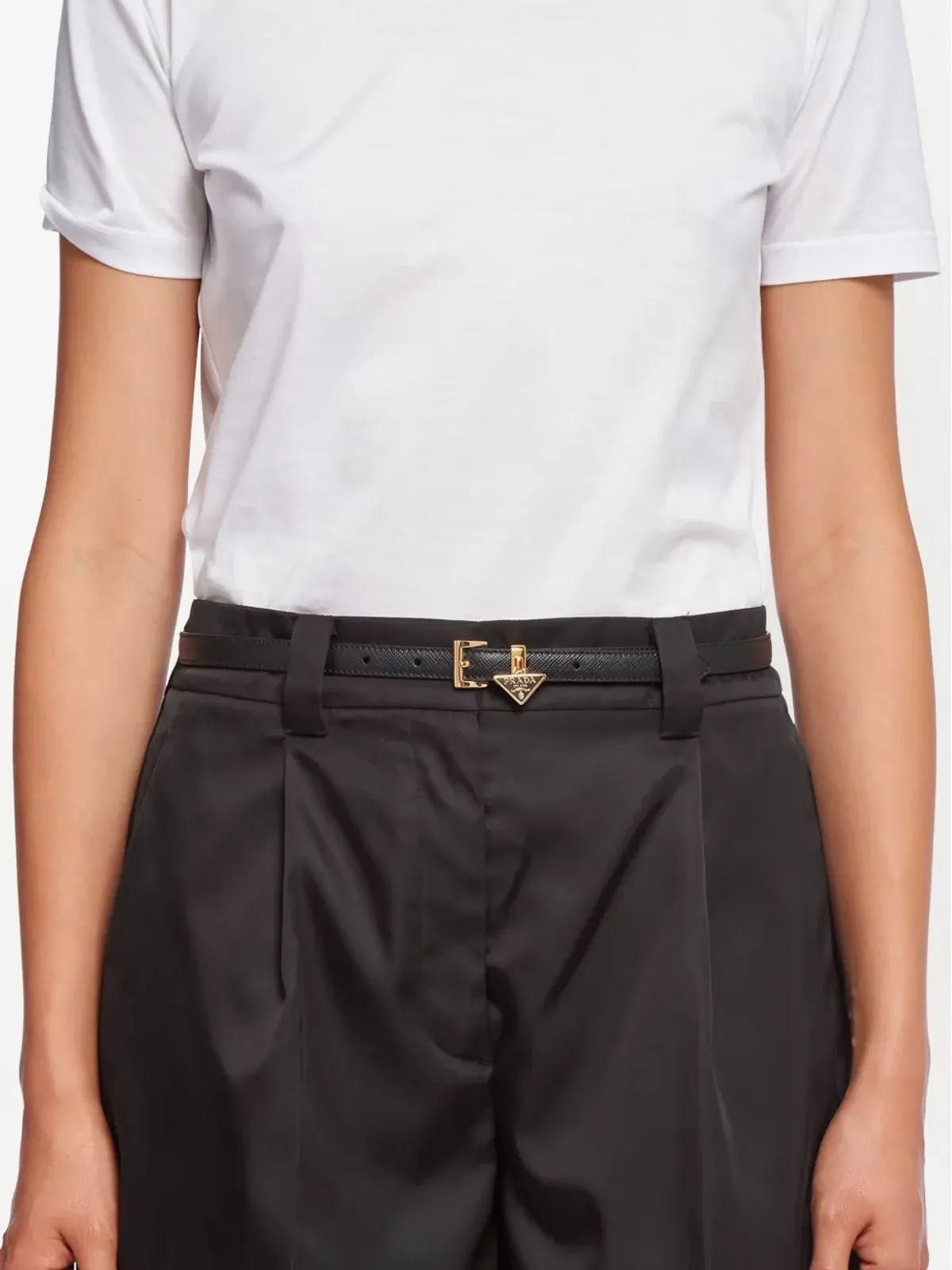 Prada トライアングルロゴ レザー ベルト - 画像3