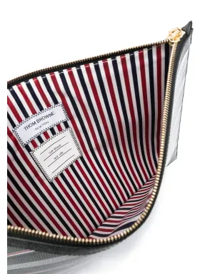 Thom Browne ストライプ ロゴプリント ポーチ（グレー） - サムネイル5