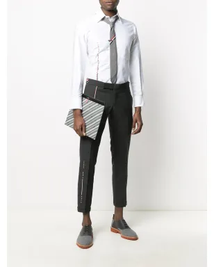 Thom Browne ストライプ ロゴプリント ポーチ（グレー） - サムネイル2