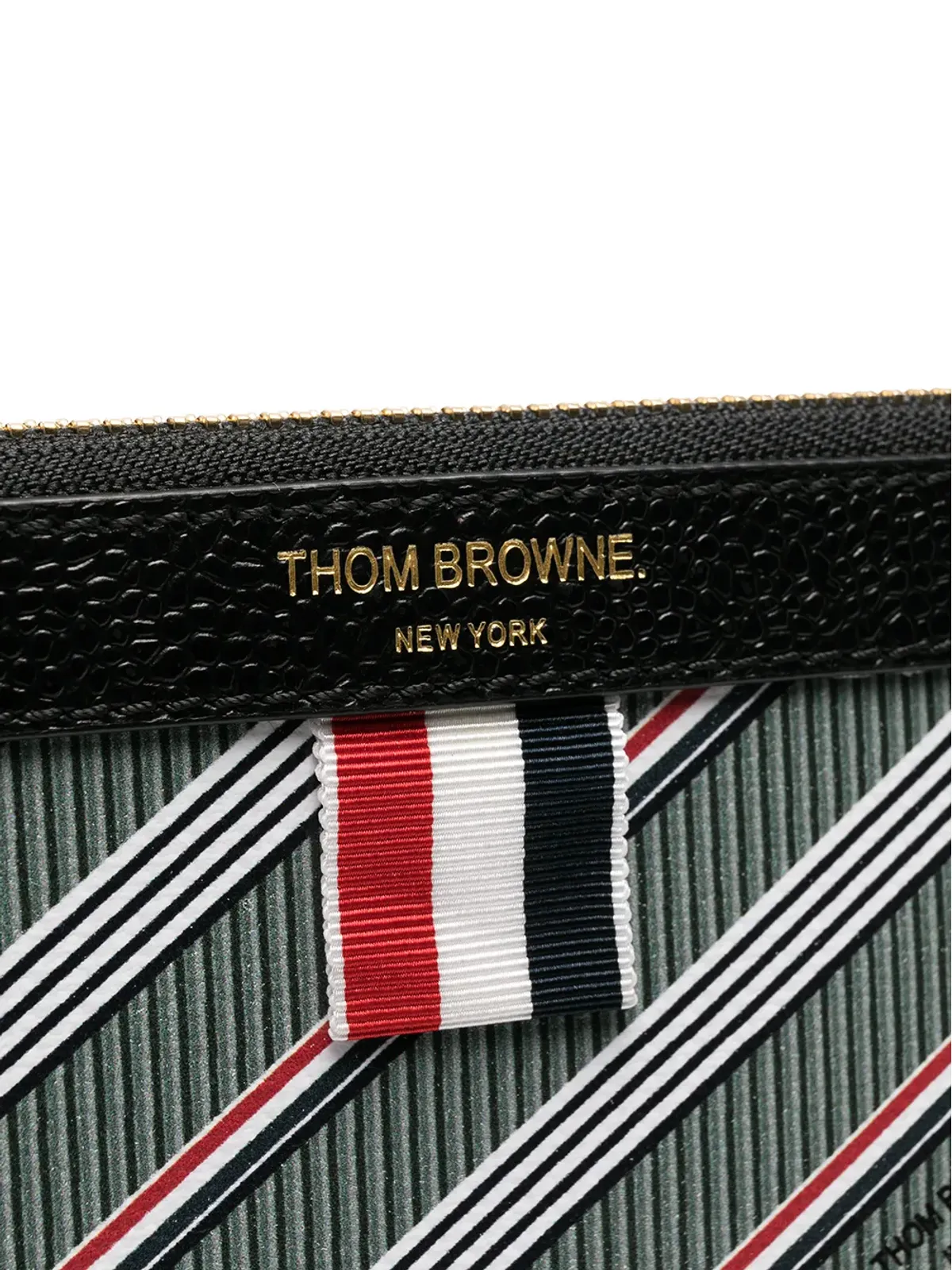 Thom Browne ストライプ ロゴプリント ポーチ（グレー） - 画像4