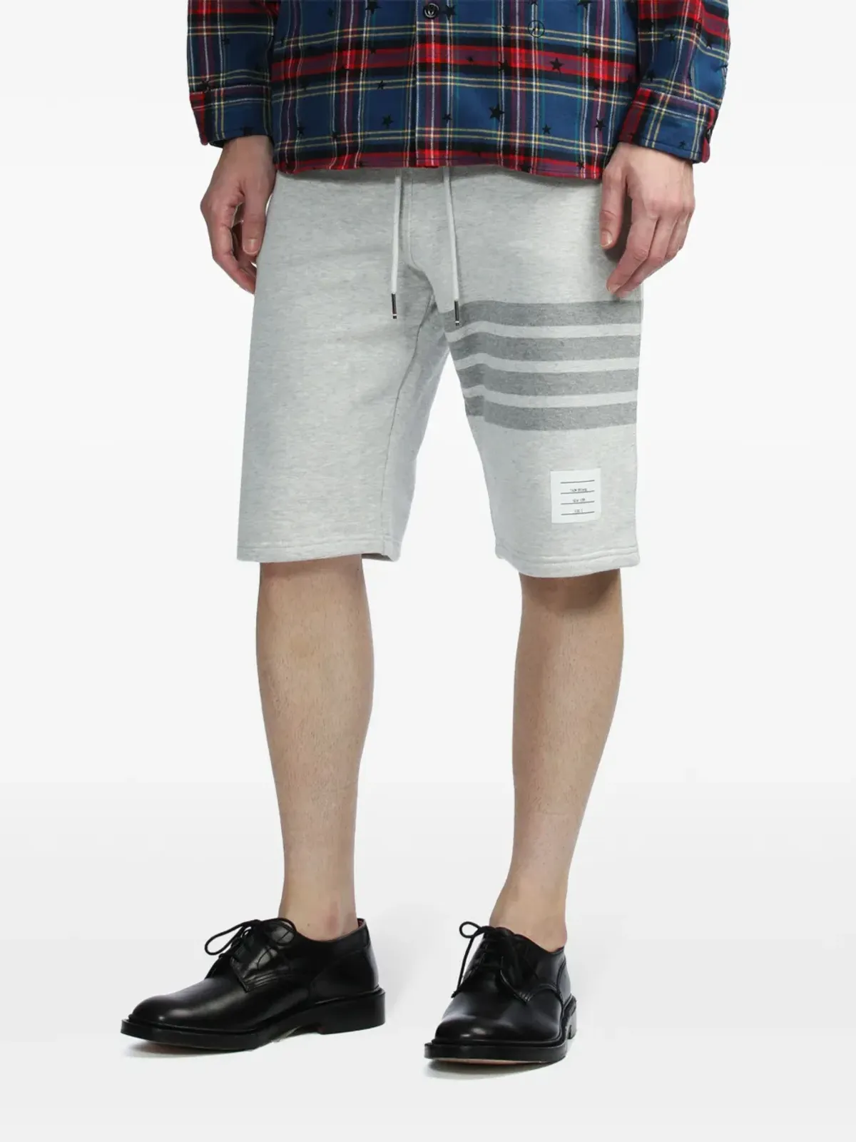 Thom Browne 4バー モチーフ ドローストリング トラックショーツ グレー - 画像3