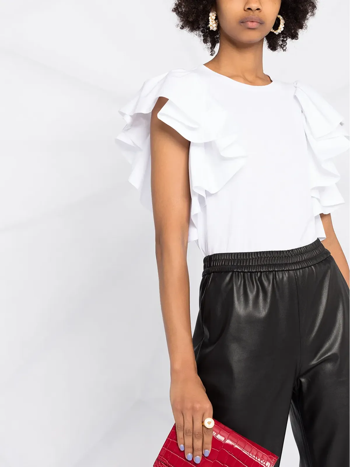 Alexander McQueen ショートラッフルスリーブ クロップドトップ - 画像5
