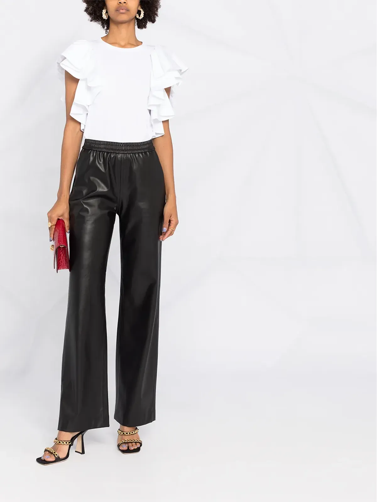 Alexander McQueen ショートラッフルスリーブ クロップドトップ - 画像2