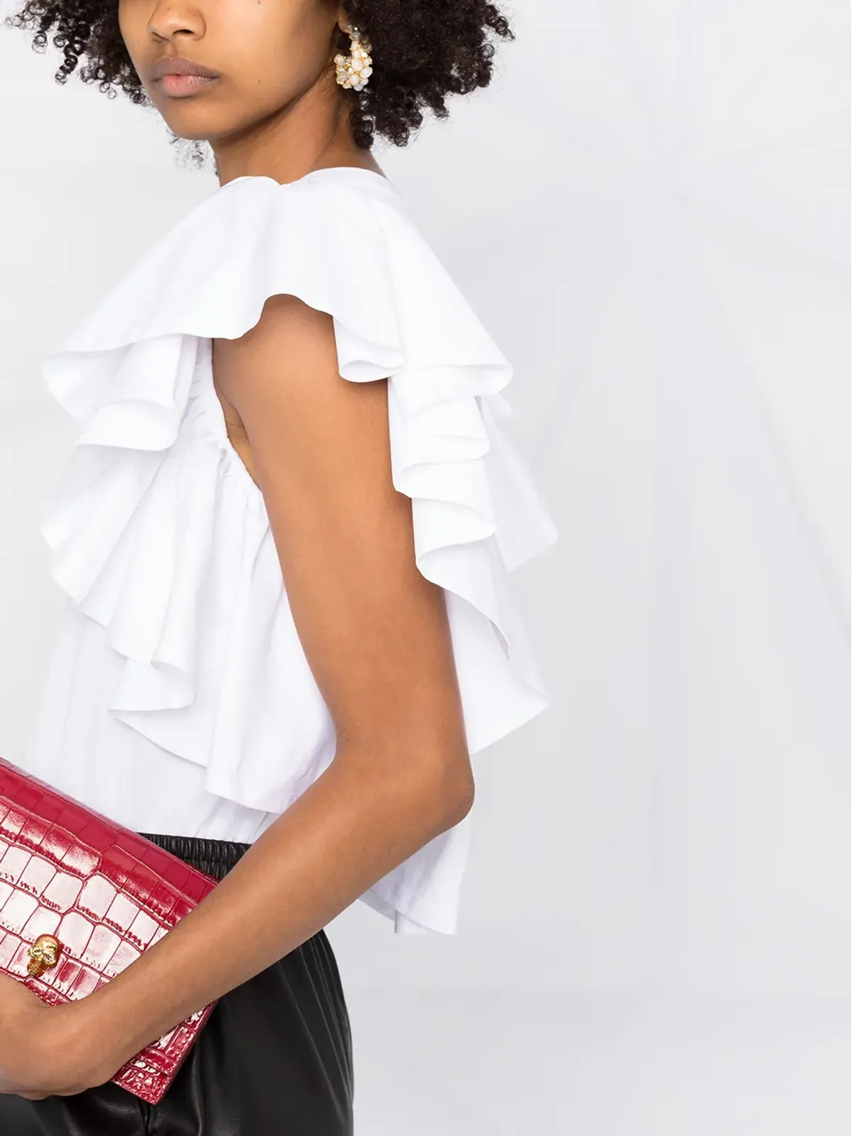 Alexander McQueen ショートラッフルスリーブ クロップドトップ - 画像3