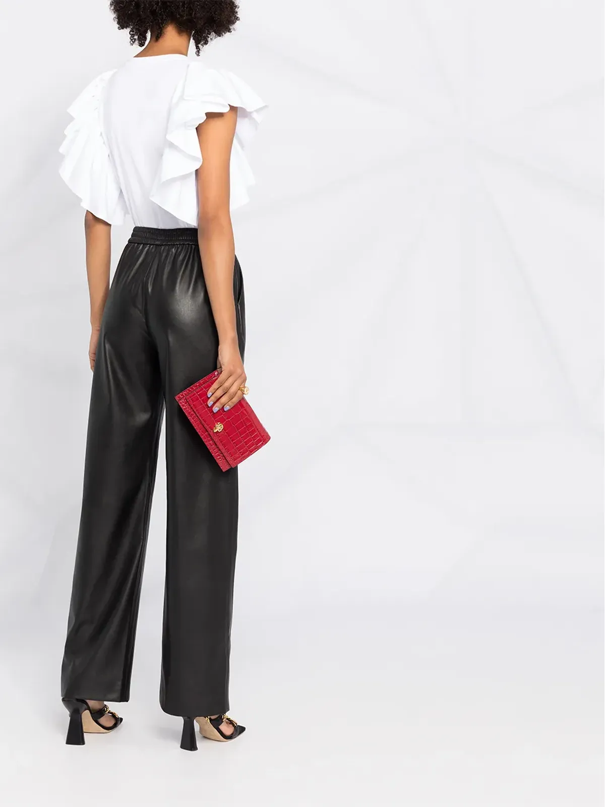 Alexander McQueen ショートラッフルスリーブ クロップドトップ - 画像4
