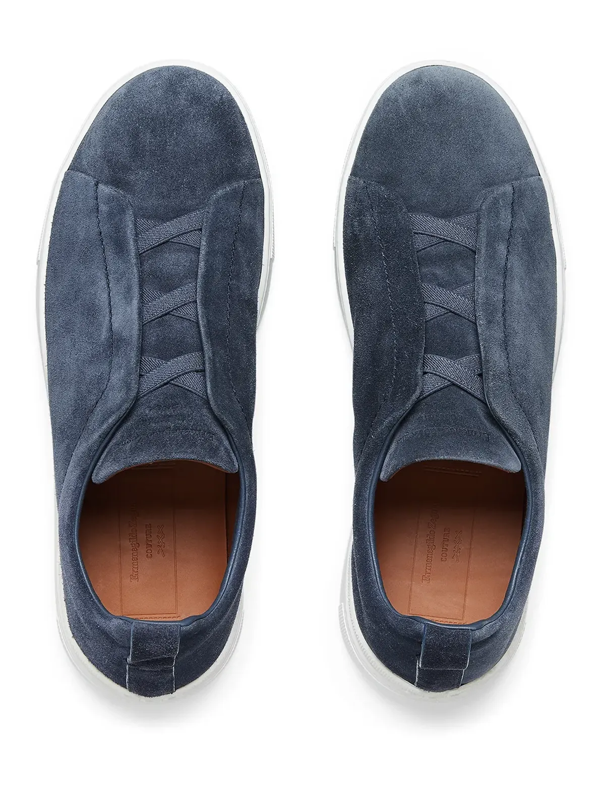 Zegna トリプルステッチ スリップオン スニーカー ブルー - 画像5