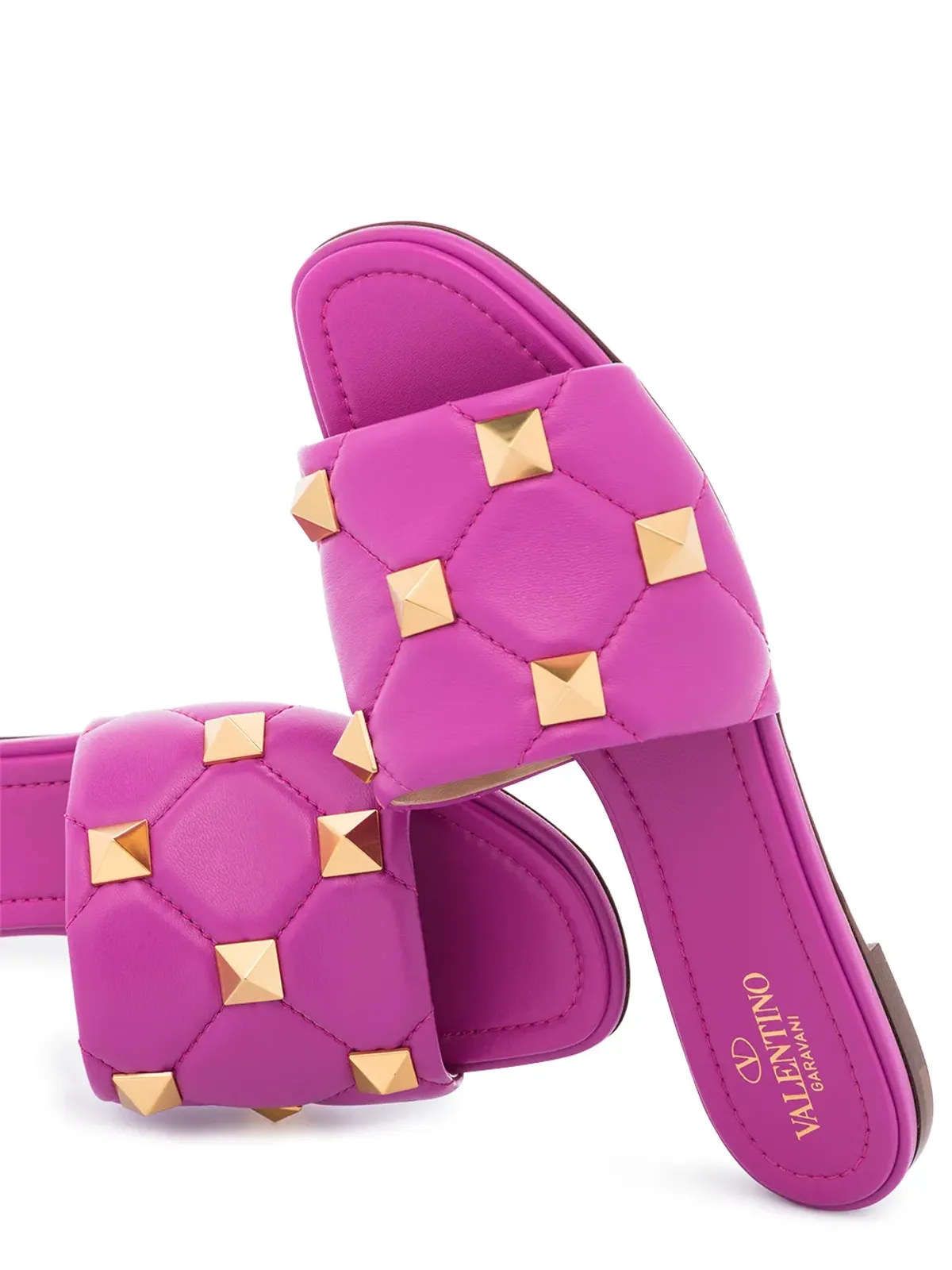 Valentino Garavani ローマンスタッド フラットサンダル ピンク - 画像2
