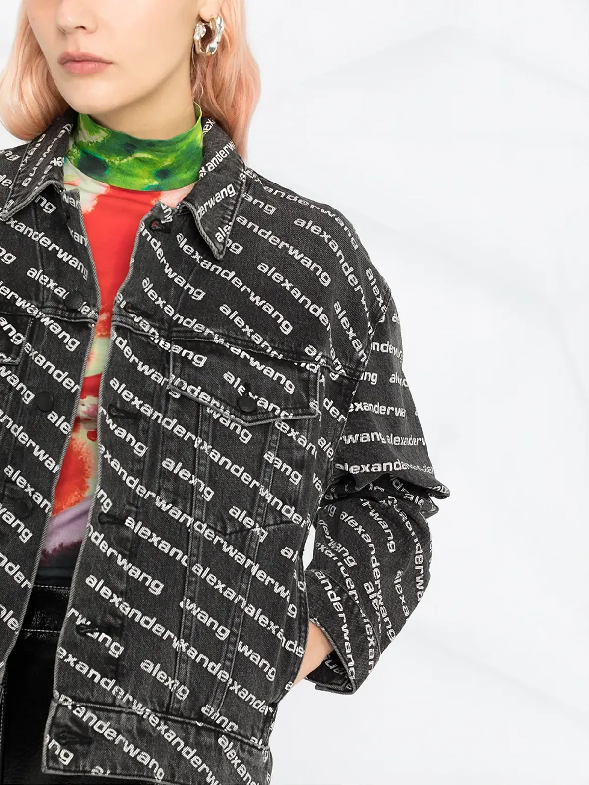 Alexander Wang 全面ロゴプリントジャケット - ブラック - 画像5